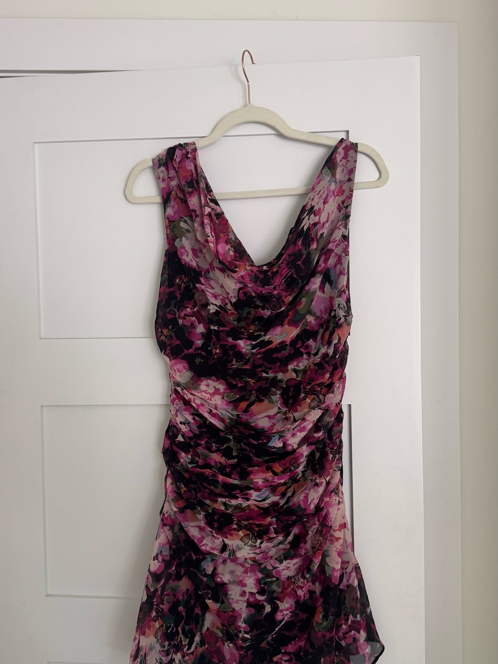 Abercrombie & Fitch Pink and Black Floral Asymmetrical Dress